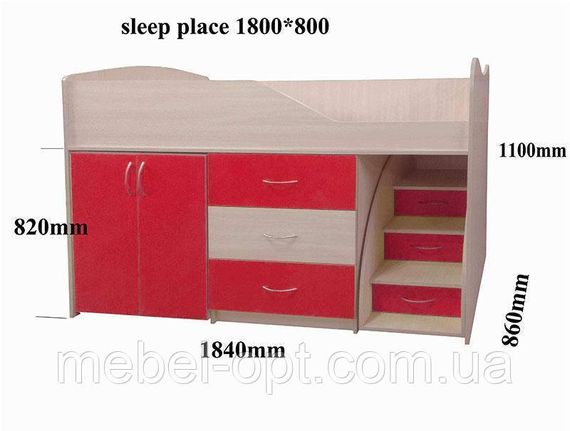 Ліжко-кімната Bed Room-5 колір Білий/Графіт, висувні сходи-комод, висувний стіл, вибір кольору фасадів | Зображення 2