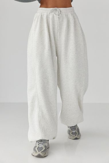 Жіночі теплі спортивні штани палаццо - світло-сірий цвет, L/XL (є розміри)