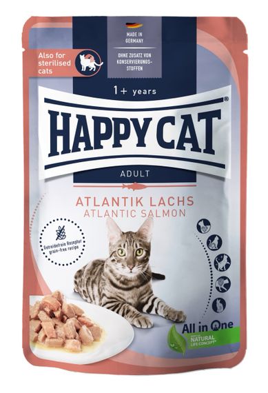 Влажный корм для котов с лососем Happy Cat Beutel Culinary A-Lachs, 85 гр