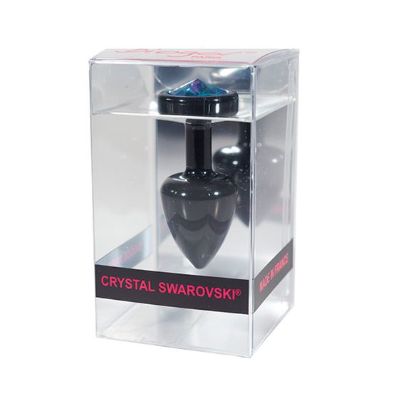 Анальний корок з каменем Diogol - Anni Butt Plug Round 25 mm Black & Blue | Зображення 1