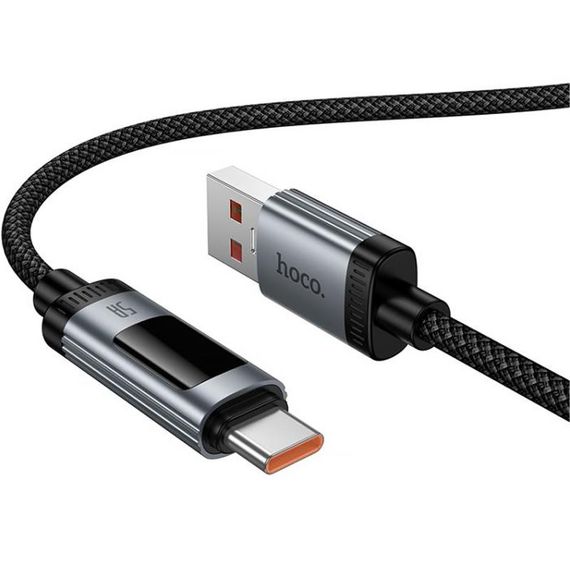 Дата кабель Hoco U148 Lord with display USB to Type-C 100W (1.2m) Black | Зображення 1