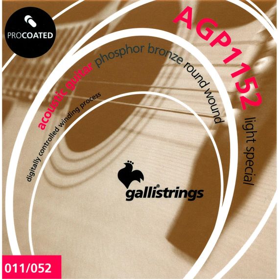 Струни для акустичної гітари Gallistrings AGP1152 (.011-.052), ProCoated, LIGHT SPECIAL, Phosphor Bronze
