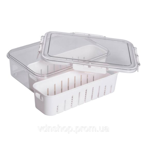 Контейнер для еды с 2 отсеками 23.5х17х7 см судок для еды пластиковый 1.4 л Белый HP-27-11 | Зображення 2