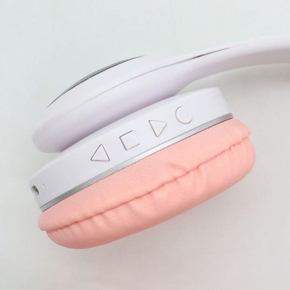 Навушники бездротові з котячими вушками VZV-23M, Рожеві / Дитячі навушники з мікрофоном та кольоровим підсвічуванням / Bluetooth | Зображення 7