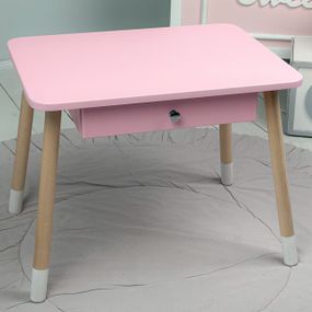 Дитячий столик з висувним ящиком 46х60х45, стіл для дівчинки з нішею, рожевий