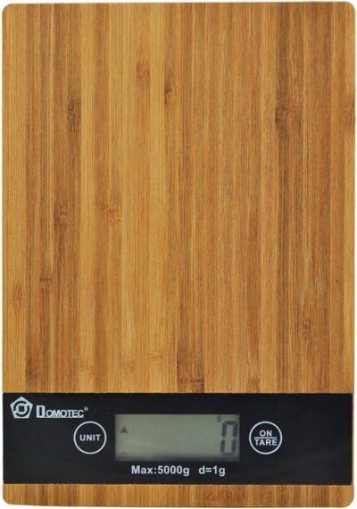 Ваги кухонні електронні Domotec MS-A Wood із сенсорним дисплеєм та платформою з дерева, до 5 кг