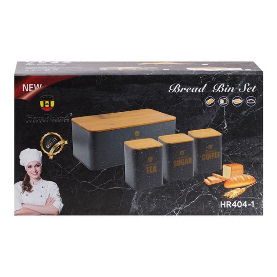 Набір для зберігання продуктів 4 штуки з бамбуковими кришками чорний HP33527B | Зображення 3