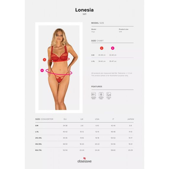 Комплект Obsessive Lonesia 2 предмета S/M Sex Aura | Зображення 4