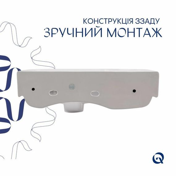 Комплект Qtap Tern: Раковина підвісна прямокутна ліва 450х250х158 мм White + Донний клапан PU02O | Зображення 4