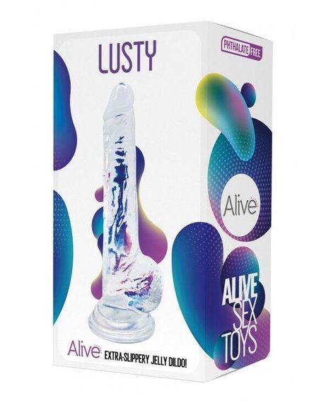 Прозрачный фаллоимитатор Alive Jelly Dildo Lusty, ТПЕ, присоска, диаметр 3,2см, длина 18см Sex Aura | Зображення 2