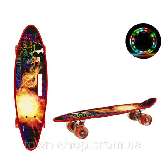Пенни борд "Fireball" 24"  Bambi SC20523 с ручкой, PU колеса со светом | Зображення 1