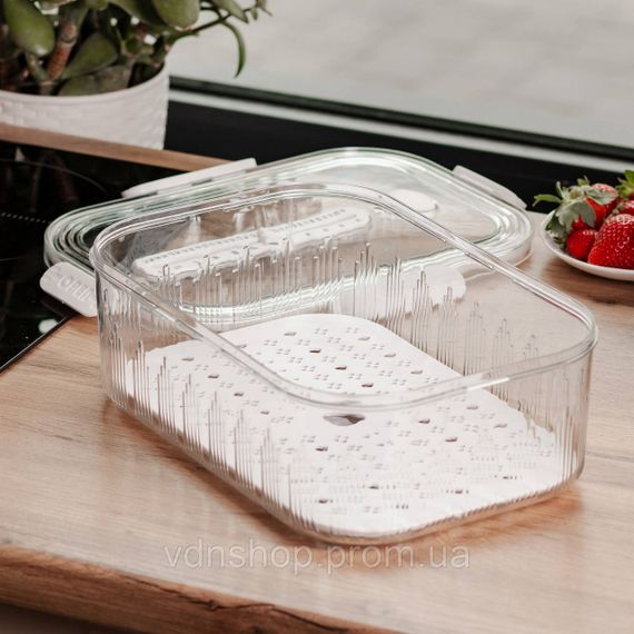 Контейнер для еды пластиковый 32.5х22.5х11 см пищевой контейнер с индикатором даты 4.2 л Белый HP-27-2 | Зображення 2