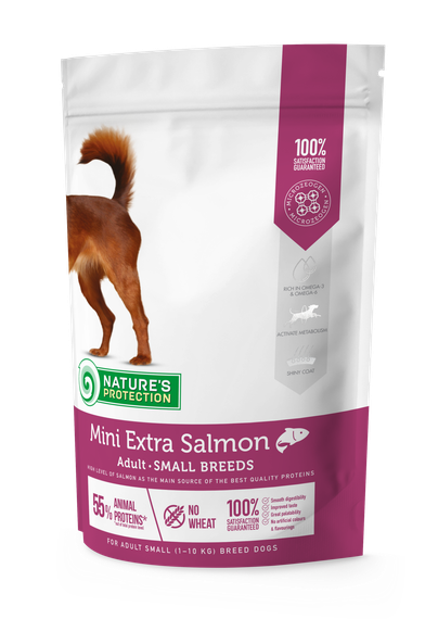 Корм Nature's Protection Mini Extra Salmon Adult Small Breeds сухий з лососем для дорослих собак малих порід 0.5 кг