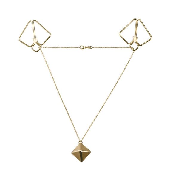 Зажимы для сосков с тяжелой подвеской LOCKINK Nipple Clamps with Heavy Pendant Золотистый