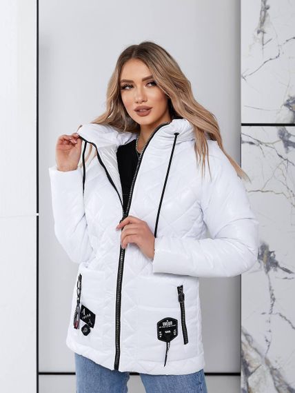 Жіноча стьобана куртка з блиском, арт.504, арт.504, білий | Зображення 7