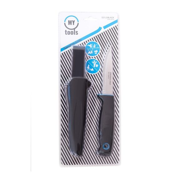 Нож шведский MyTools двухкомпонентная ручка черный чехол 220 мм (531-2-BLACK) | Зображення 4