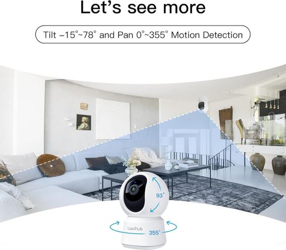 Камера видеонаблюдения с обзором 360° 2K и приложением для телефона, внутренняя камера б | Зображення 4