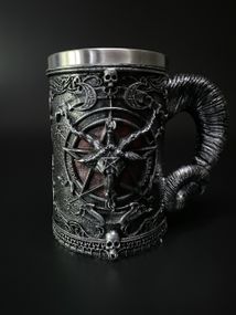 Кружка з пентаграмою — 3D келих із епоксидної смоли та нержавіючої сталі 500мл.