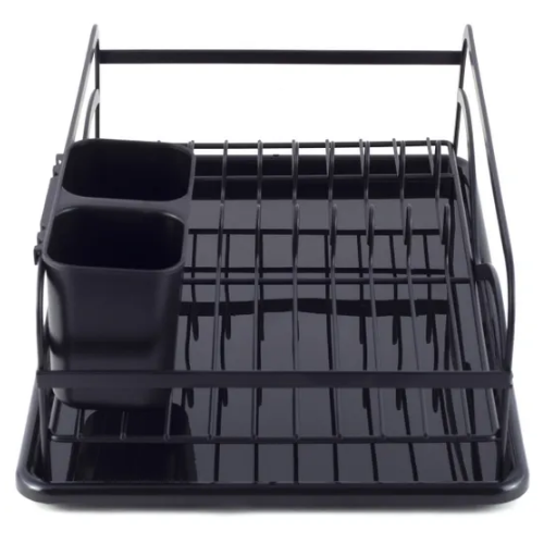 Сушарка для посуду 41,5*13,5*28см з піддоном алюміній чорний 0755 KAMILLE | Зображення 4