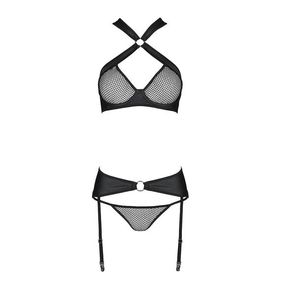 Сітчастий набір: бюстгальтер з халтером Passion Amanda Set black, L/XL | Зображення 4