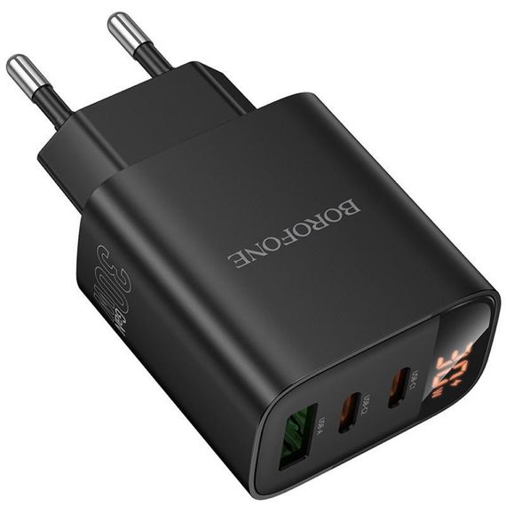 МЗП Borofone BA98A Ilustre with digital display PD30W (1USB-A/2C) Black | Зображення 3
