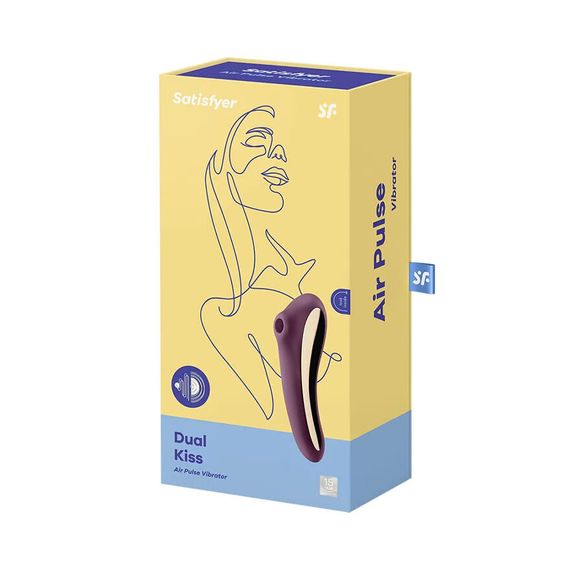 Вакуумний стимулятор з вібрацією Satisfyer Dual Kiss, Бордовий | Зображення 4