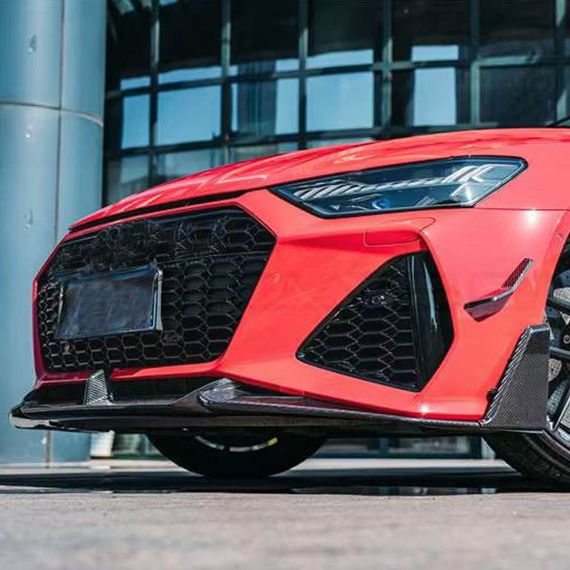 Накладка на передний бампер Lip V2 (для RS7, сухой карбон) для Ауди A7 2018- гг | Зображення 1