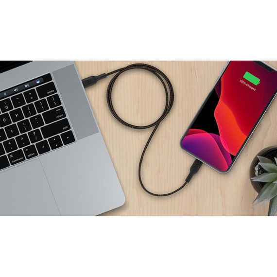 Дата кабель USB 2.0 AM to Lightning 1.0m BRAIDED black Belkin (CAA004BT1MBK) | Зображення 5