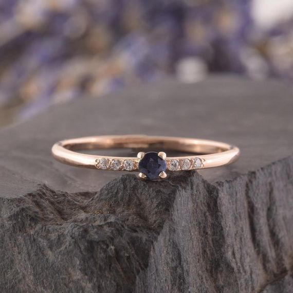 Кольцо из красного золота с сапфиром и бриллиантами 21.5 | Зображення 2