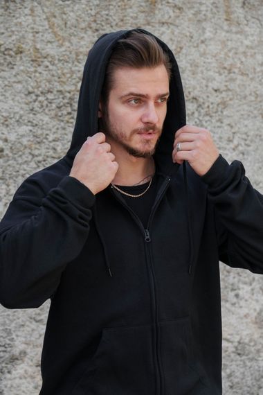 Утеплене зіп худі на флісі зіпер з принтом Streetwear Without Kane Black | Зображення 2