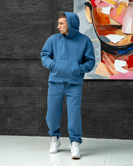 Костюм оверсайз зима премиум синий S | Зображення 2