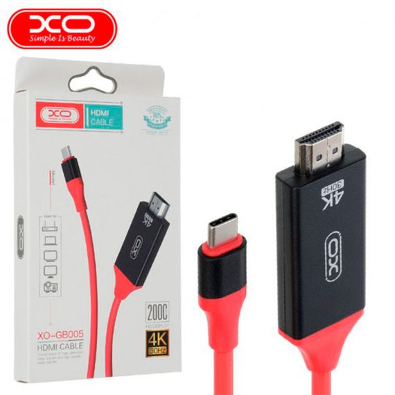 Перехідник XO GB005 4K Type-C - HDMI 2 м чорний-червоний (MAW-41606_335) | Зображення 4