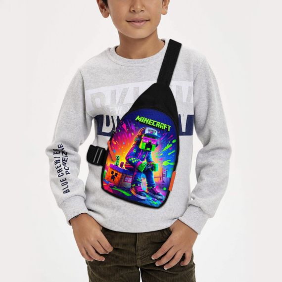 Сумка через плече дитяча Minecraft Кріпер 29х17 см сумка слінг для хлопчика (02108)