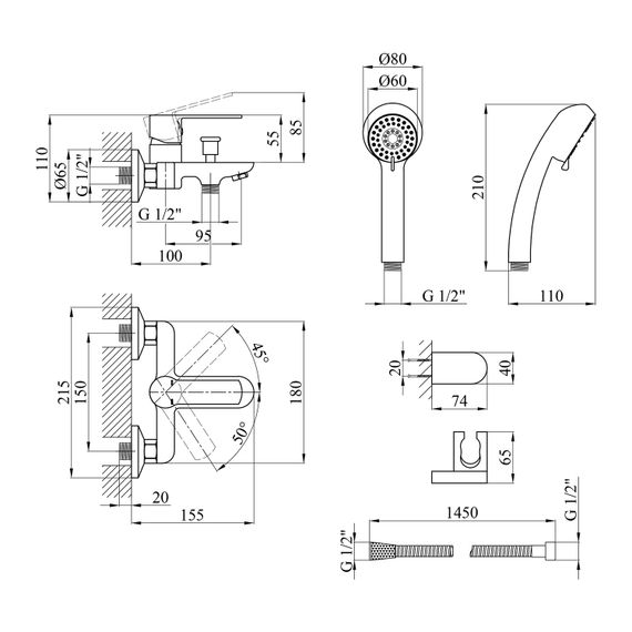 Змішувач для ванни Kroner KRP Bremen - C060 (CV012070) | Зображення 1
