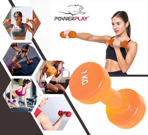 Гантель вінілова PowerPlay 4125 Achilles 1 кг. Помаранчева (1шт.) | Зображення 4