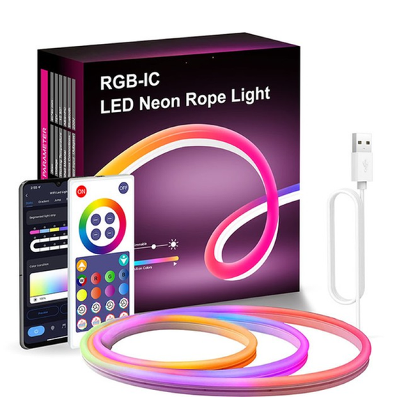 Стрічка-шланг LED (неон) (SFK-11) (APP, Bluetooth, USB, 5 м), Розумна гнучка неонова стрічка