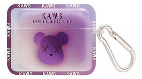 Силиконовый 3D чехол для наушников Apple AirPods Pro 1/2 Bearbrick Kaws Фиолетовый