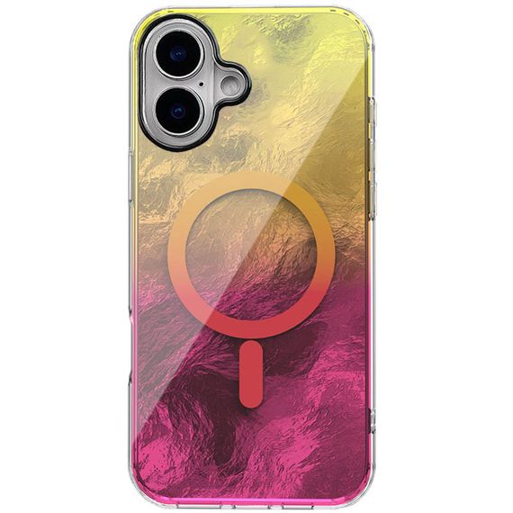 Чохол TPU Shiny Mountain Magnetic Fit для Apple iPhone 16 (6.1") Yellow / Pink