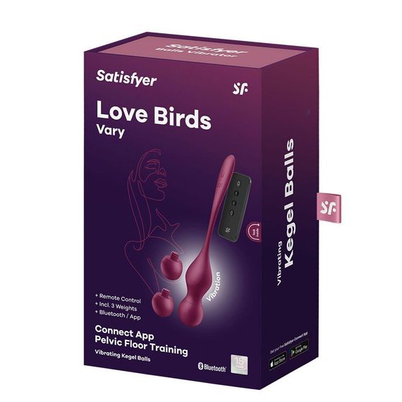 Смарт-вагинальные шарики с вибрацией Satisfyer Love Birds Vary Connect App, изменяемая масса, пульт sexstyle | Зображення 5