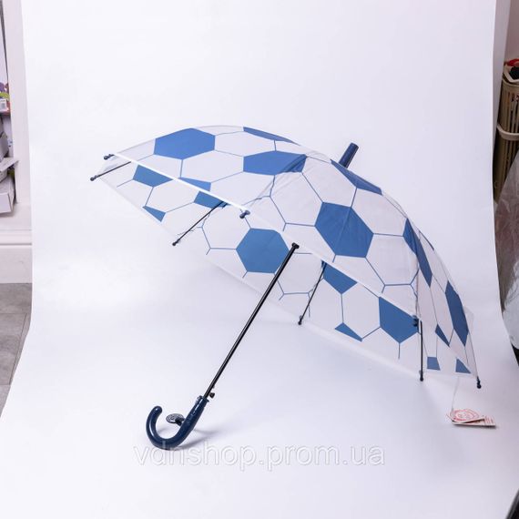 Класична дитяча парасолька-тростина напівавтомат з поліестеру 8 спиць діаметр 82 см Синя HP-23-9BL