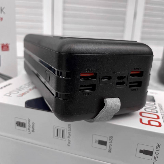 Павербанк 60000mAh. PowerBank Black Sprange SR-P8 60000 mAh. Павер, повербанк. Портативний зарядний пристрій | Зображення 1