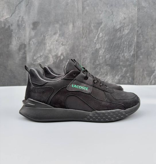 Шкіряні демісезонні кросівки Lacoste чорні | Зображення 3