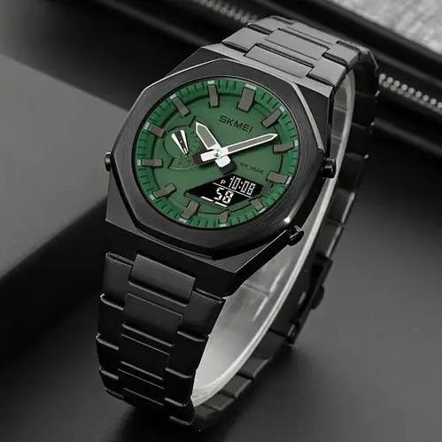 Якісні чоловічі годинники SKMEI 1816BKGNBK, Стильні статусні чоловічі наручні годинники стрілочні VW-36 | Зображення 4