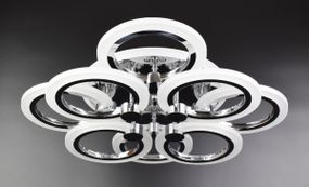 Люстра світлодіодна стельова LED світильник для квартири на стелю лед з пультом 25962 Хром 11х45х54 см.