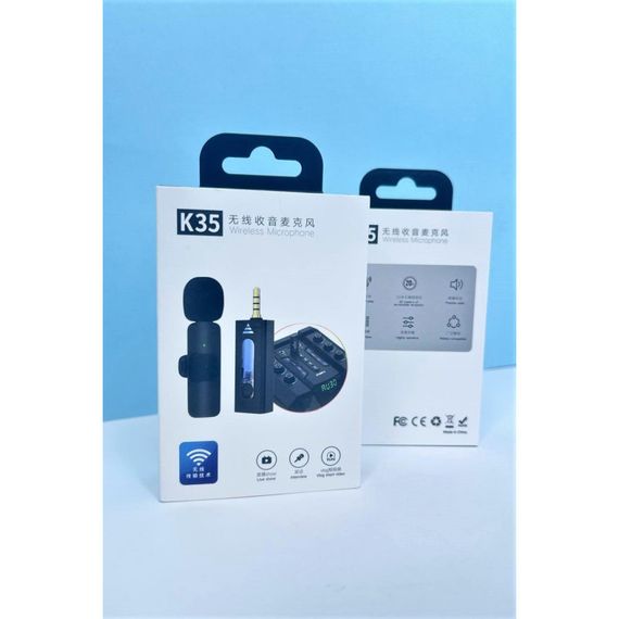 Микрофон петличный беспроводной MHZ K35 AUX, 2 шт, черный | Зображення 5