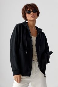 Тепле жіноче худі з начісом - чорний цвет, ONE SIZE (є розміри)