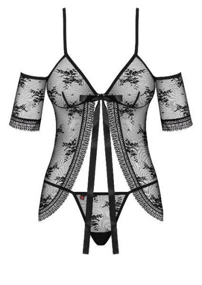 Бебідол з квітковим візерунком, стрінги Obsessive Jennifairy чорний, S/M sexstyle | Зображення 3