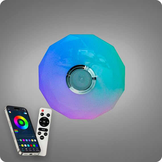 Люстра світлодіодна 517 Dlight RGB з пультом і  колонкою 45Вт Білий (02148) | Зображення 1