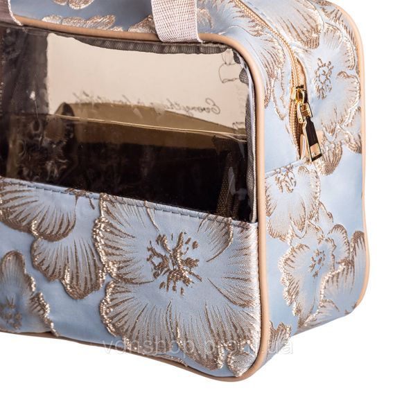 Набір прозорих жіночих косметичок для дому 2 (шт) дорожня косметичка в сумку для косметики, макіяжу, ліків, пензлів Блакитний | Зображення 8