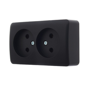 VIOLA антрацит Розетка зовнішня 2-а без заземлення Лезард